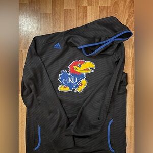 Kansas Jayhawks Hoodie Mens Medium Black Adidas Sweatshirt College Basketball